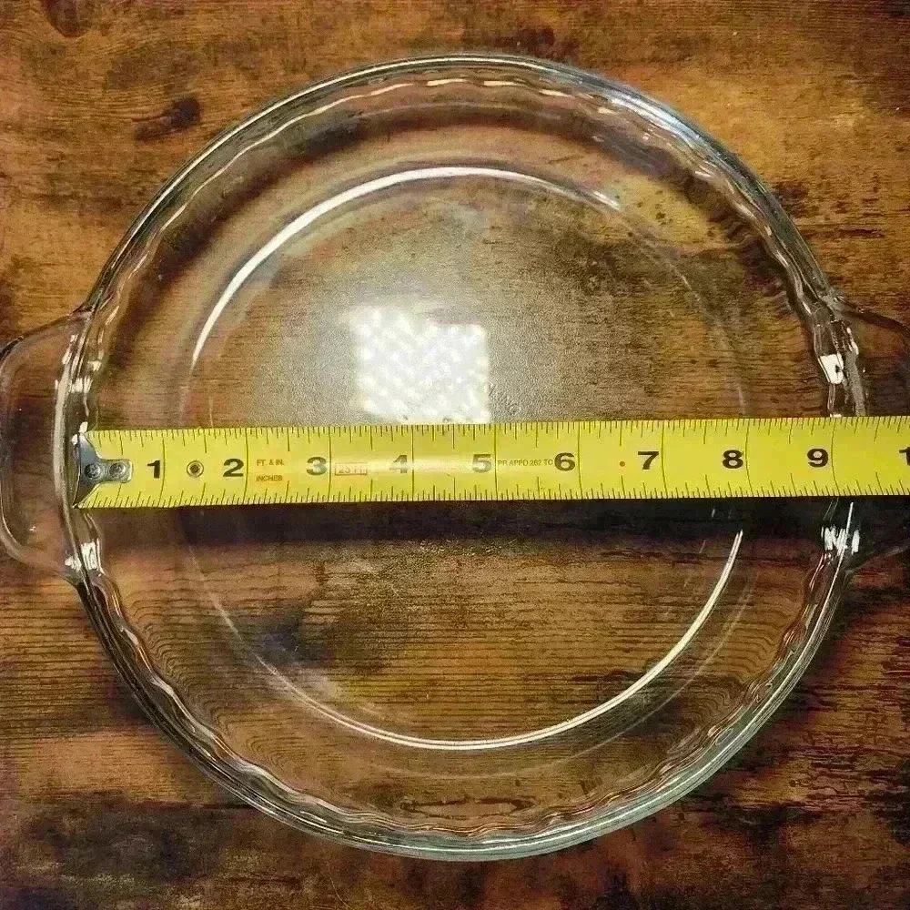 ANCHOR HOCKING 9.5 INCH 24 CM GLASS PIE PLATE WITH CRIMPED FLUTED EDGE USA